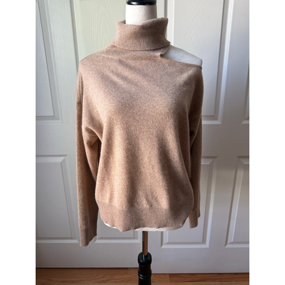 Charter Club NWT 100% Cashmere One Shoulder Scultural Turtleneck‎ Sweater Size L